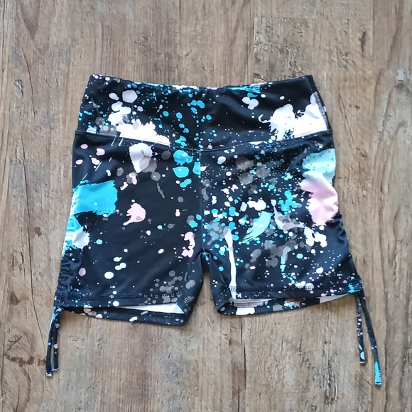 Justice Black Blue & Pink Splatter Girls Shorts Size L/12/14 - Picture 1 of 4